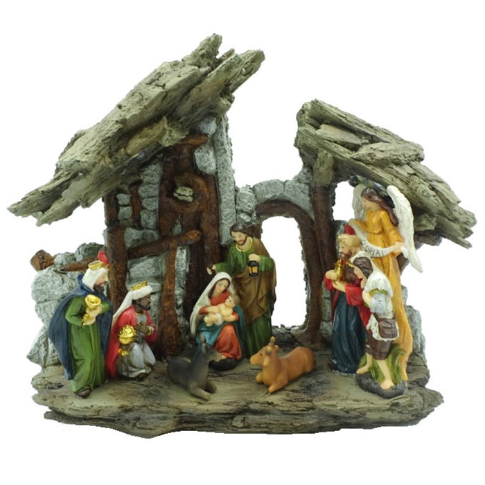 MAURY'S SCENA NATIVITA  GROTTA PRESEPE CON LUCI LED 30 X 23 CM