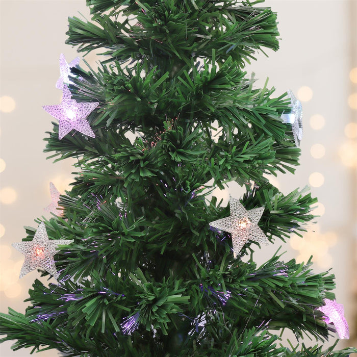 MAURY'S ALBERO DI NATALE LED E FIBRE OTTICHE 60 CM COLORE CLASSICO CON BASETTA E STELLINE LUMINOSE