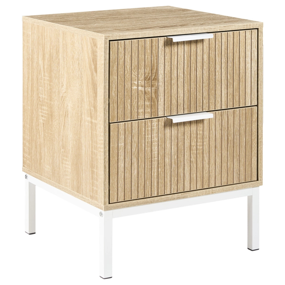 Comodino in legno di pino 2 cassetti legno chiaro in stile classico elegante
