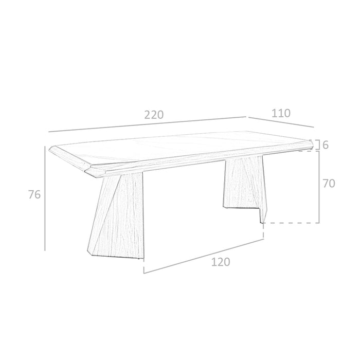 Tavolo da pranzo rettangolare marmo porcellanato e noce