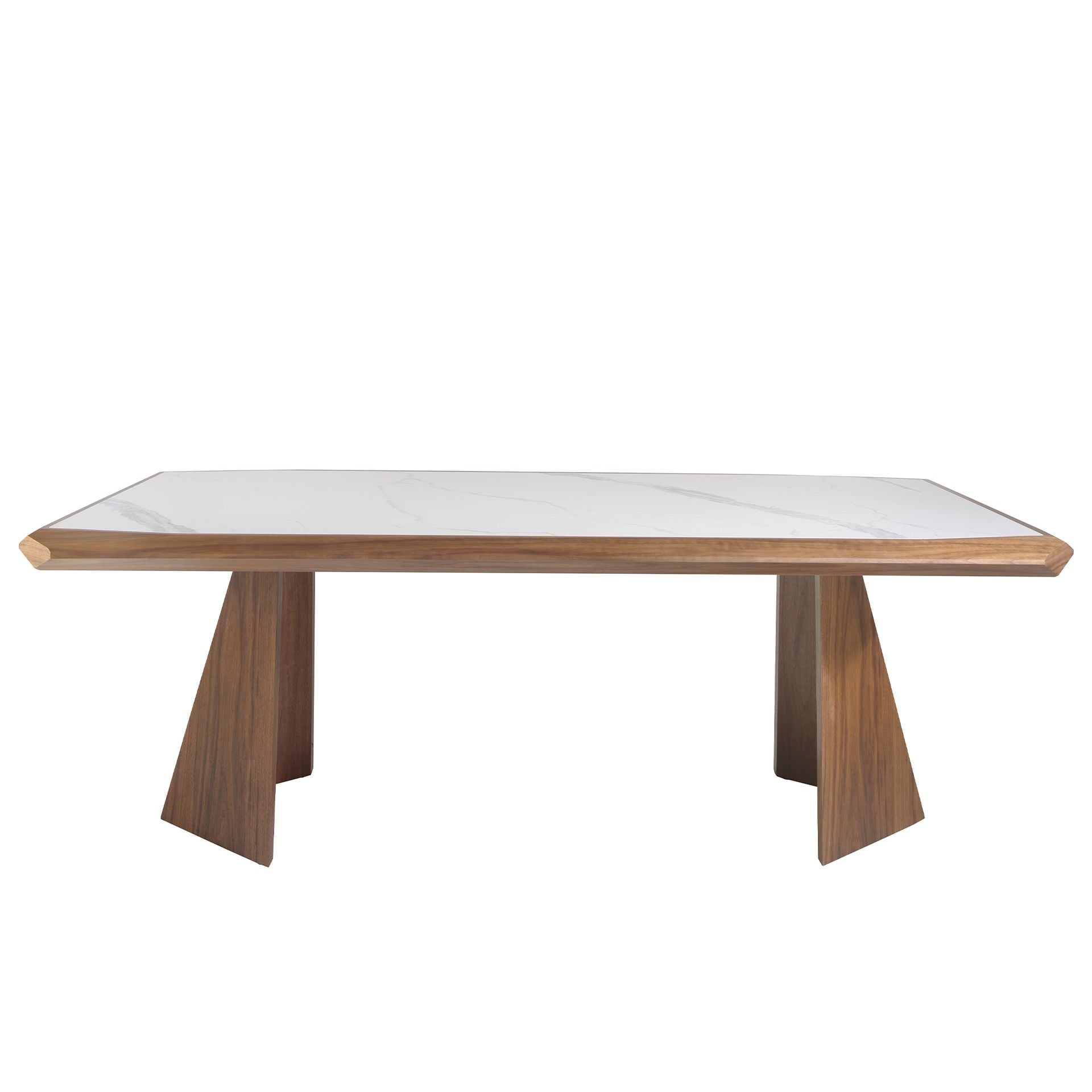 Tavolo da pranzo rettangolare marmo porcellanato e noce