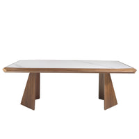 Tavolo da pranzo rettangolare marmo porcellanato e noce