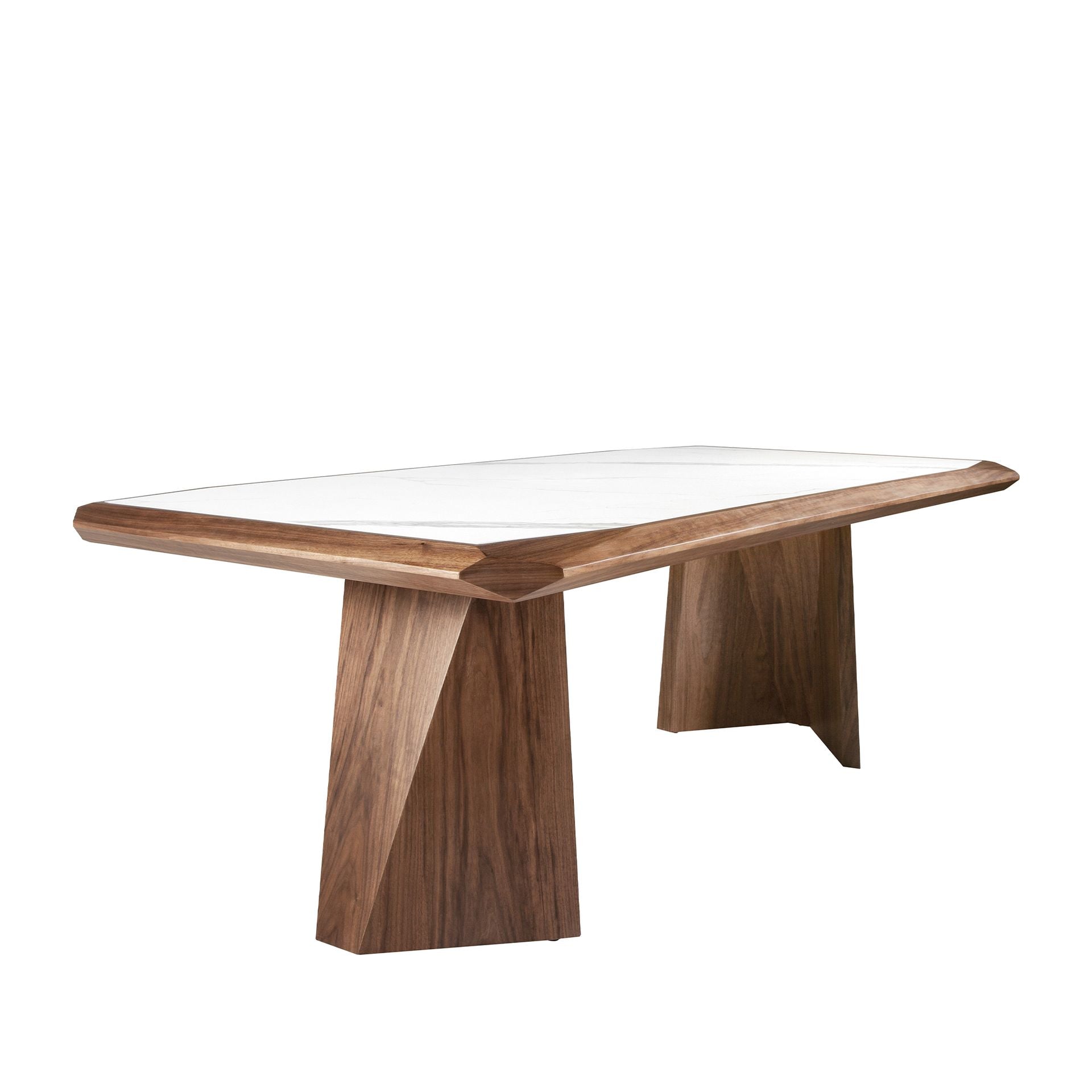 Tavolo da pranzo rettangolare marmo porcellanato e noce