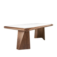 Tavolo da pranzo rettangolare marmo porcellanato e noce