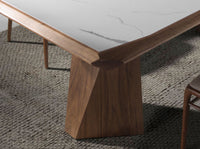 Tavolo da pranzo rettangolare marmo porcellanato e noce