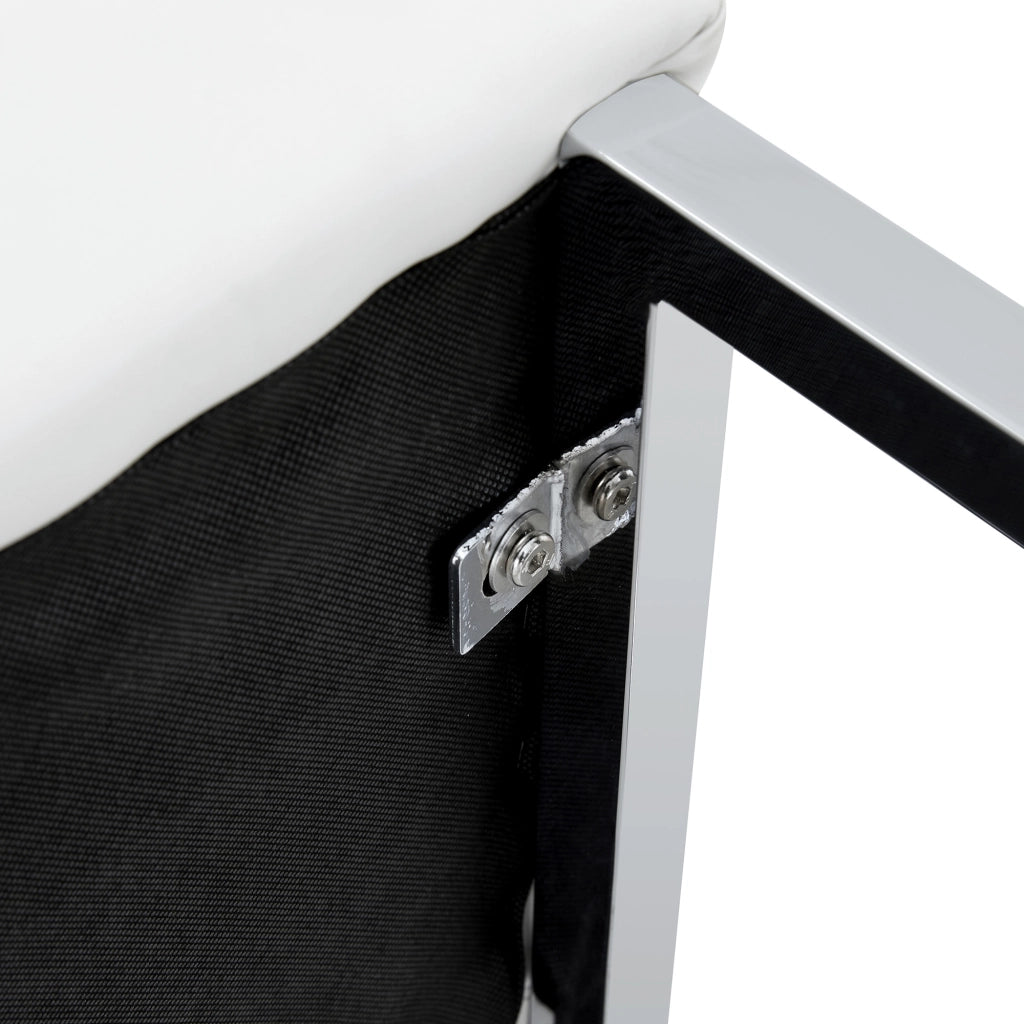 Sgabello da bar Sedia da bar con seduta imbottita, gambe in metallo argento, in PU bianco argento