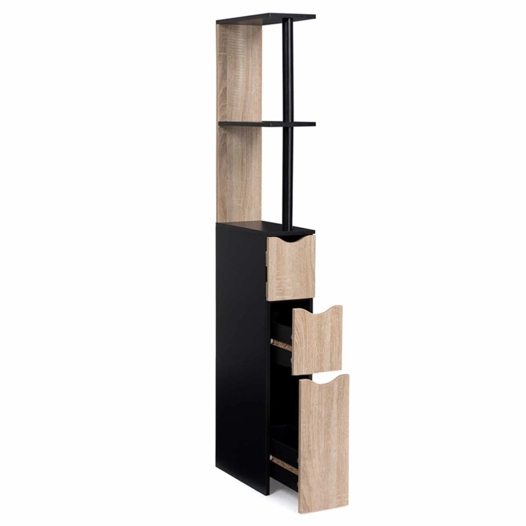 IDMarket - Scaffalatura per toilette in legno bianco con 3 ante nero in faggio WILLY