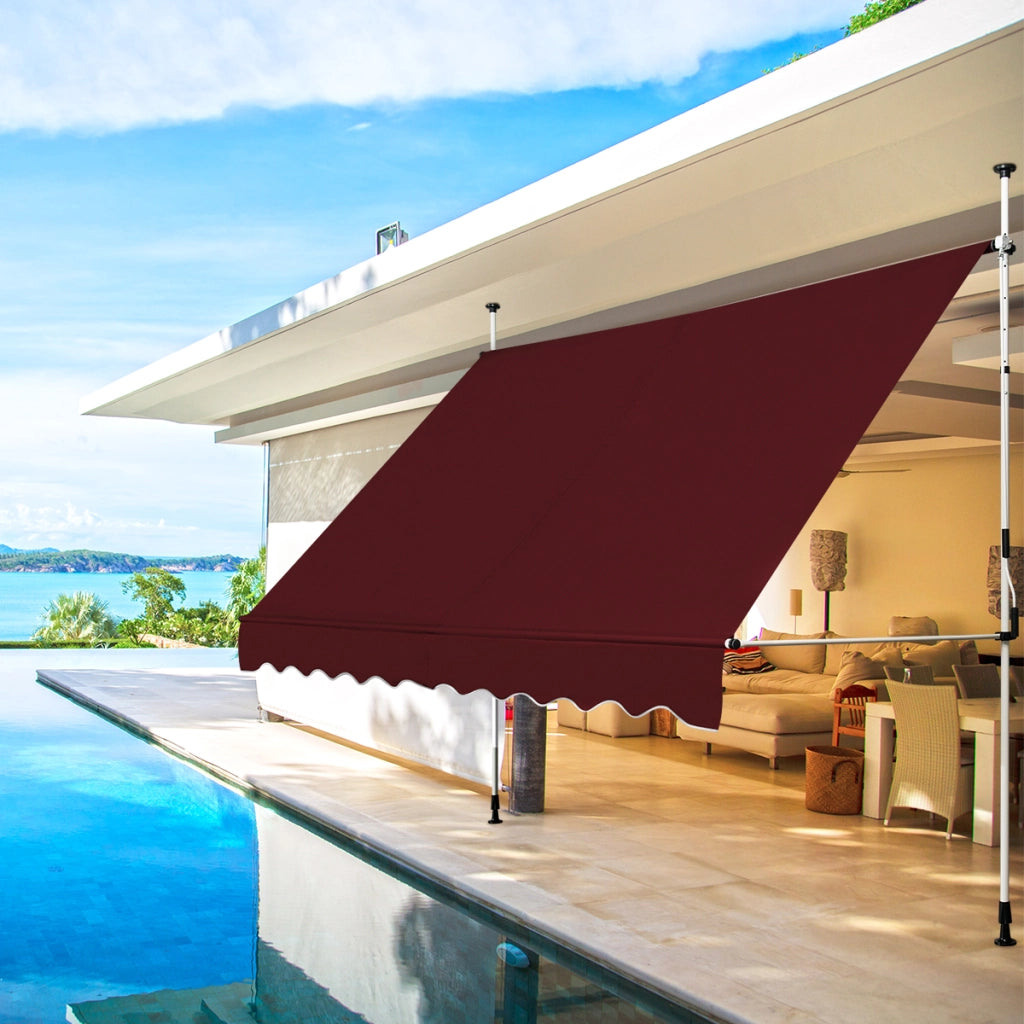 Tenda da sole telescopica e retrattile, Tenda parasole resistente ai raggi UV impermeabile 300 x 120 cm Rosso-Tende parasole