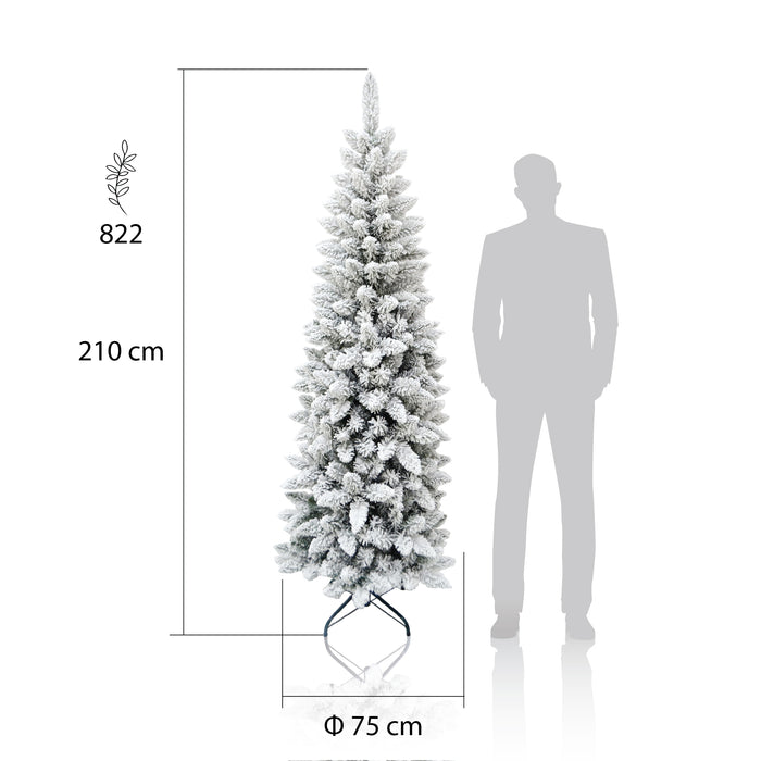 MAURY'S ALBERO DI NATALE EXTRA SLIM 210 CM INNEVATO