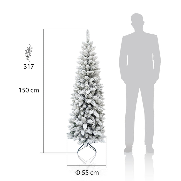 MAURY'S ALBERO DI NATALE EXTRA SLIM 150 CM INNEVATO