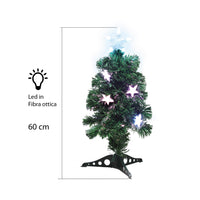 MAURY'S ALBERO DI NATALE LED E FIBRE OTTICHE 60 CM COLORE CLASSICO CON BASETTA E STELLINE LUMINOSE