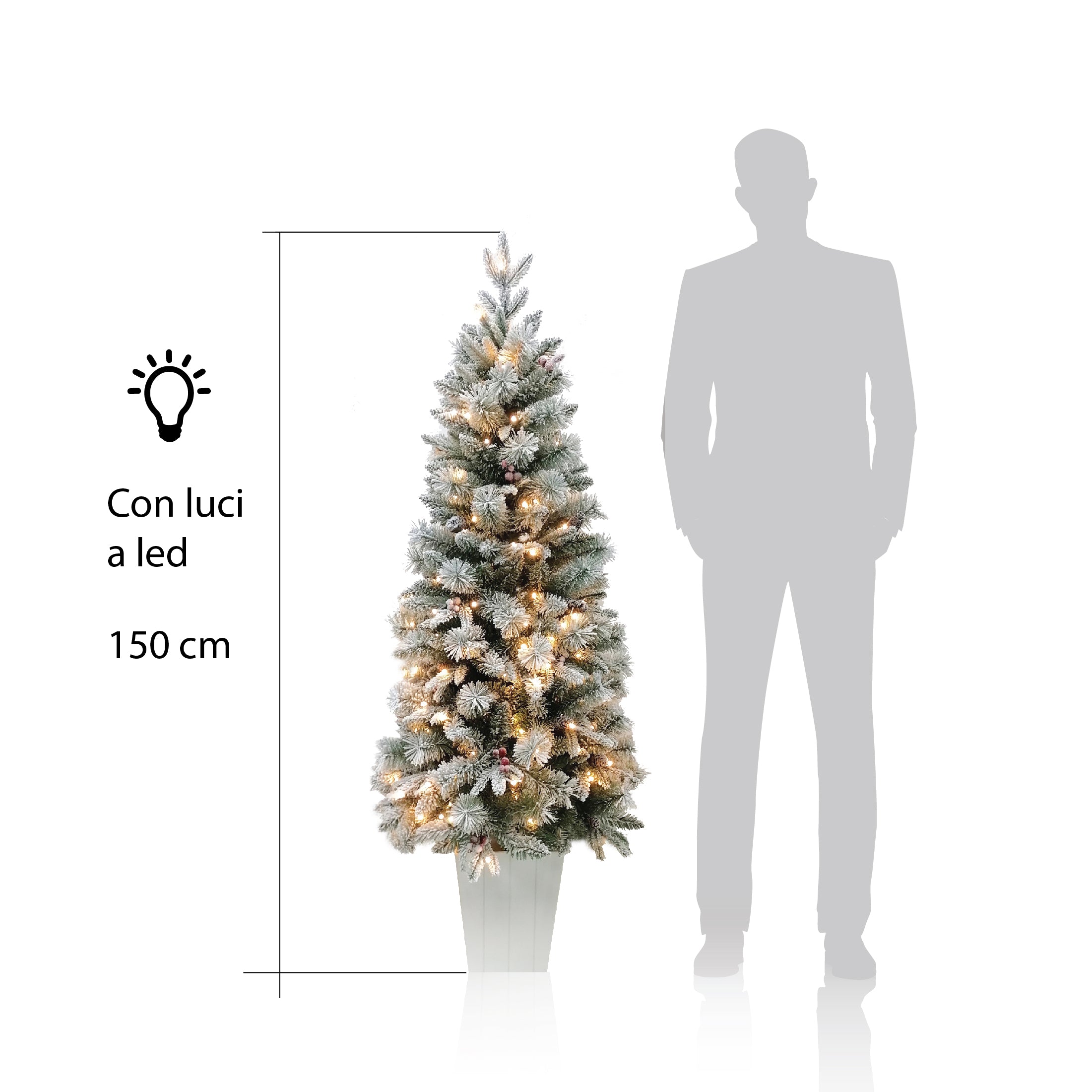 MAURY'S ALBERO MONTECARLO INNEVATO 150 CM CON LED