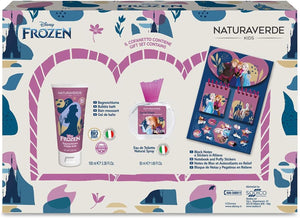 COFANETTO REGALO FROZEN CON PROFUMO, BAGNOSCHIUMA E BLOCK NOTES CON STICKER