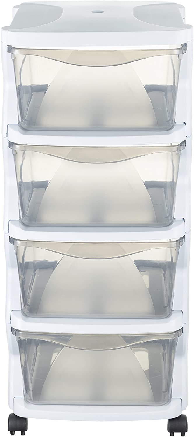 CASSETTIERA CON 4 CASSETTI CON RUOTE BIANCO 36 X 40 X 80 CM