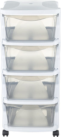 CASSETTIERA CON 4 CASSETTI CON RUOTE BIANCO 36 X 40 X 80 CM