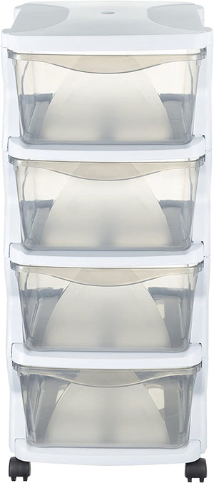 CASSETTIERA CON 4 CASSETTI CON RUOTE BIANCO 36 X 40 X 80 CM