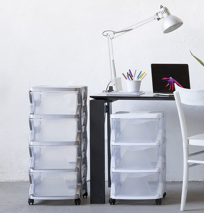 CASSETTIERA CON 4 CASSETTI CON RUOTE BIANCO 36 X 40 X 80 CM