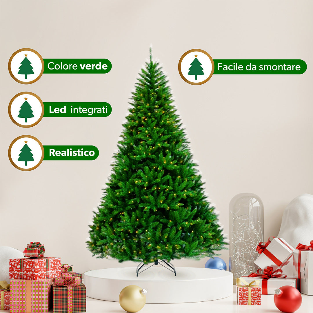 MA MAISON ALBERO DI NATALE CADORE CON LUCI INTEGRATE CM.180 + CON 450 LED COLORE VERDE