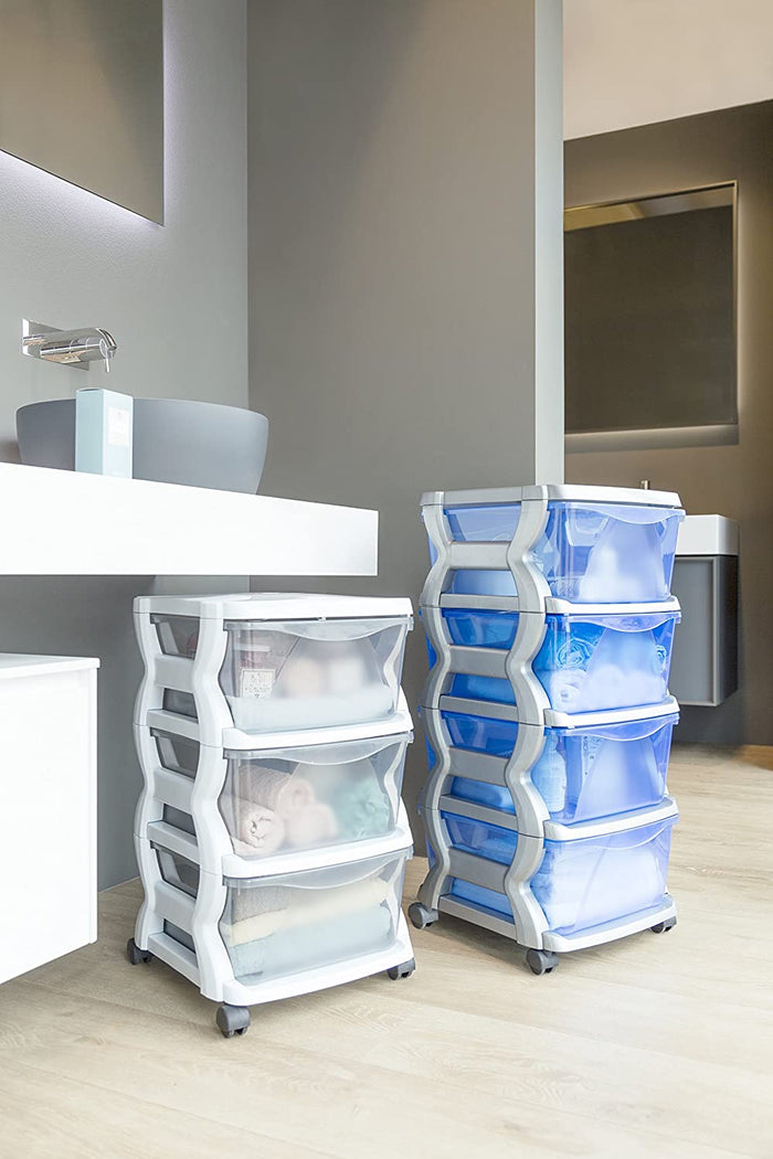 CASSETTIERA CON 4 CASSETTI CON RUOTE BIANCO 36 X 40 X 80 CM