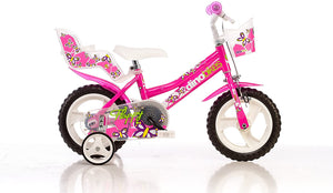BICICLETTA FLAPPY 12 POLLICI ROSA BAMBINA CON ROTELLE CESTINO E SEGGIOLINO