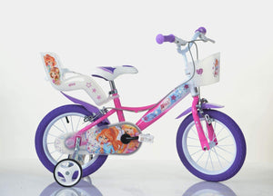 BICICLETTA 16 POLLICI WINX BAMBINA CON ROTELLE SEGGIOLINO E CESTINO