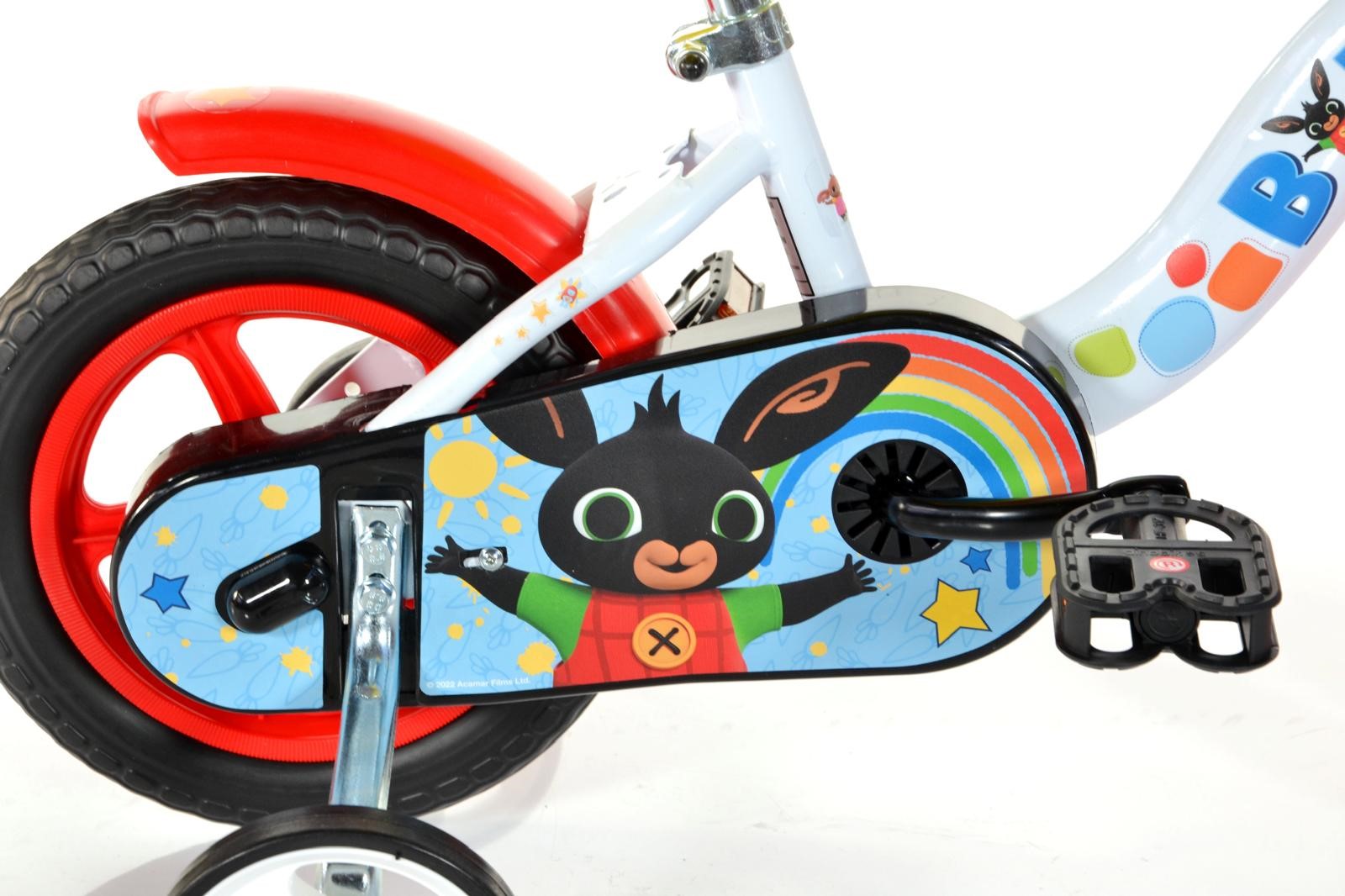 BICICLETTA 10 POLLICI BING BAMBINO CON ROTELLE COLORAZIONE BIANCO E GIALLO OKY