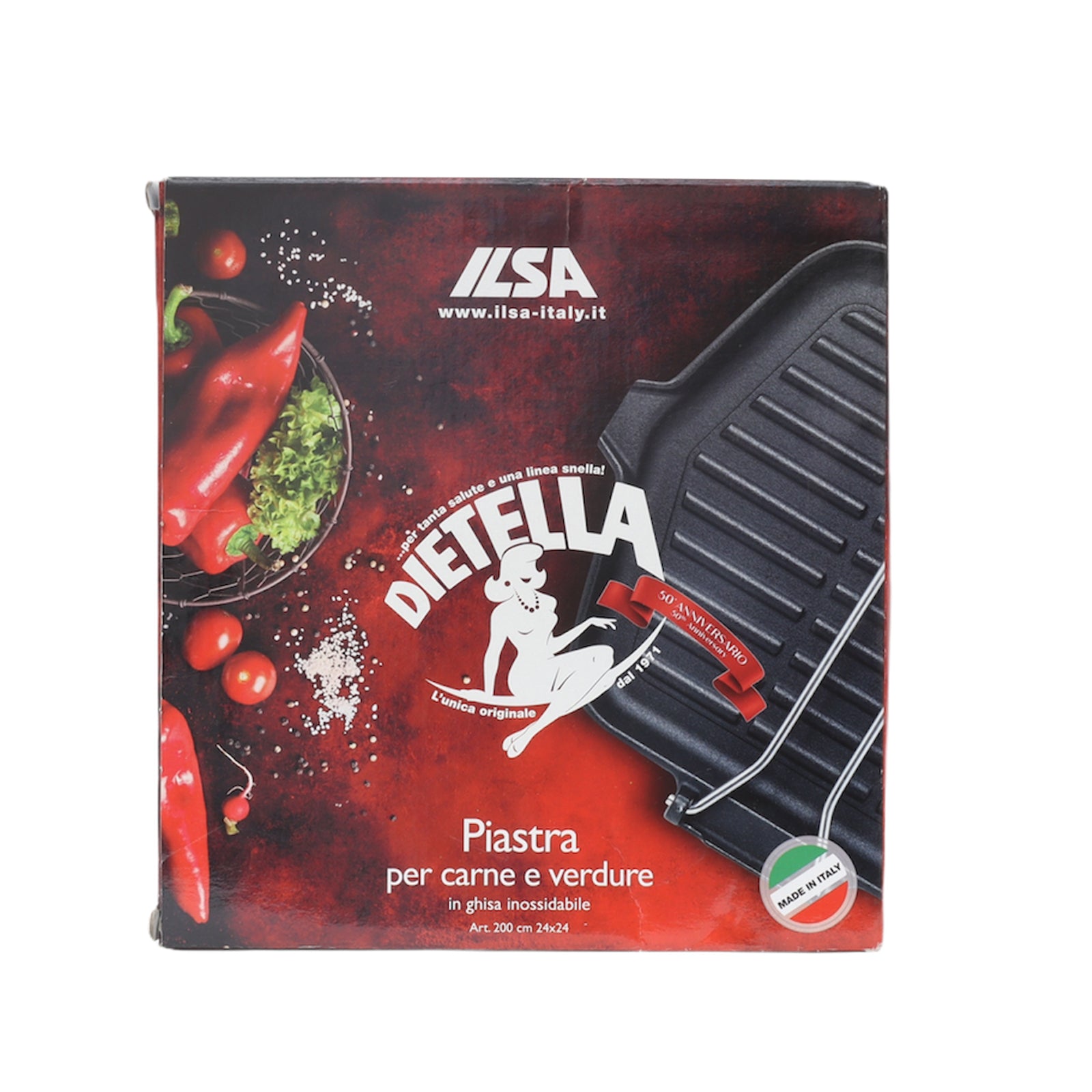 BISTECCHIERA DIETELLA IN GHISA INOSSIDABILE 24 X 24 CM PER PIASTRE A INDUZIONE