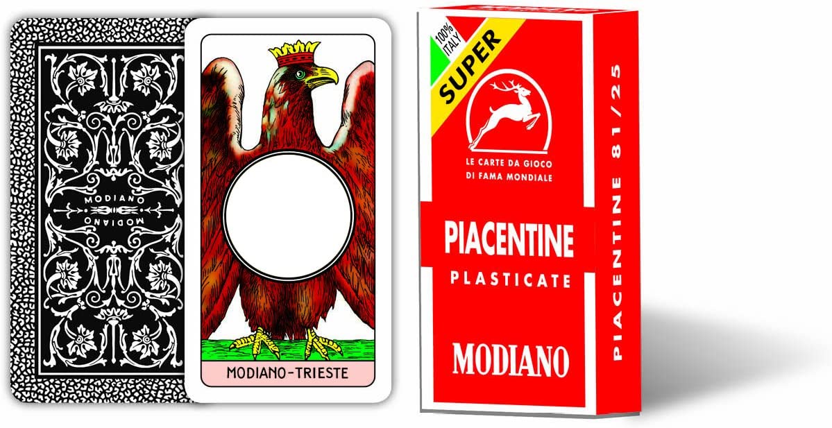 MODIANO CARTE DA GIOCO PIACENTINE ROSSE IN CARTONE DUPLEX PLASTIFICATO