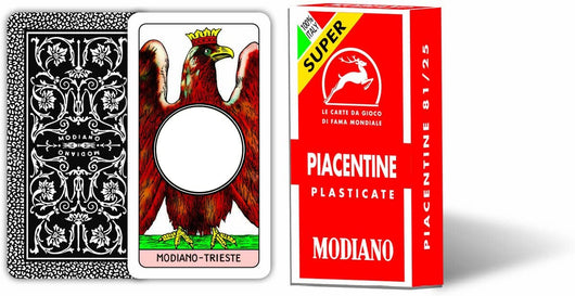 MODIANO CARTE DA GIOCO PIACENTINE ROSSE IN CARTONE DUPLEX PLASTIFICATO