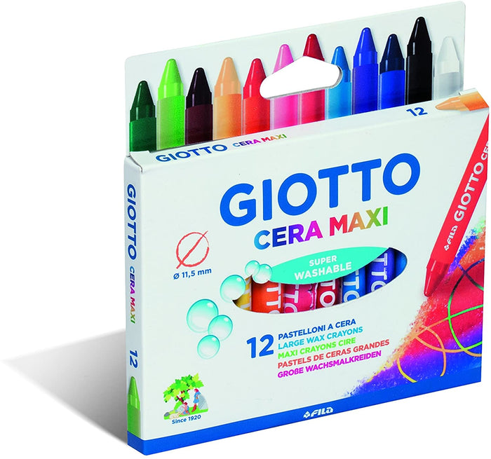 GIOTTO PASTELLI A CERA MAXI IN ASTUCCIO DA 12 COLORI