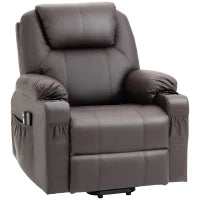 Poltrona Alzapersona Reclinabile fino a 135° con Portabicchieri, Telecomando e Poggiapiedi 88x92x106 cm, Marrone