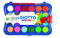GIOTTO ACQUERELLI IN 24 COLORI PASTIGLE DA 30 MM CON PENNELLO