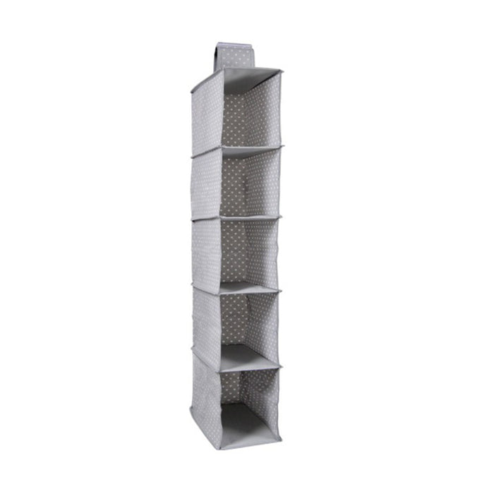 ORGANIZER DA ARMADIO 5 SCOMPARTI IN TESSUTO TNT 90X30X16CM CHIUSURA A STRAPPO DESIGN CUORI
