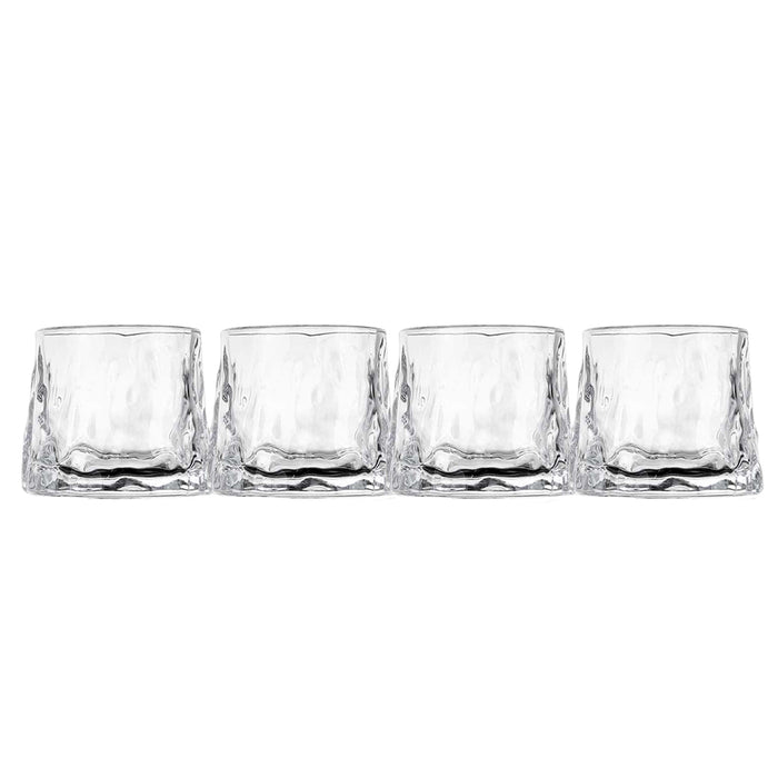 SET BOTTIGLIA CUBO IN VETRO DA 1 LITRO CON 4 BICCHIERI DA LIQUORE ROYAL CAPIENZA 150 ML