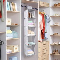 ORGANIZER DA ARMADIO 5 SCOMPARTI IN TESSUTO TNT 90X30X16CM CHIUSURA A STRAPPO DESIGN RIGHE