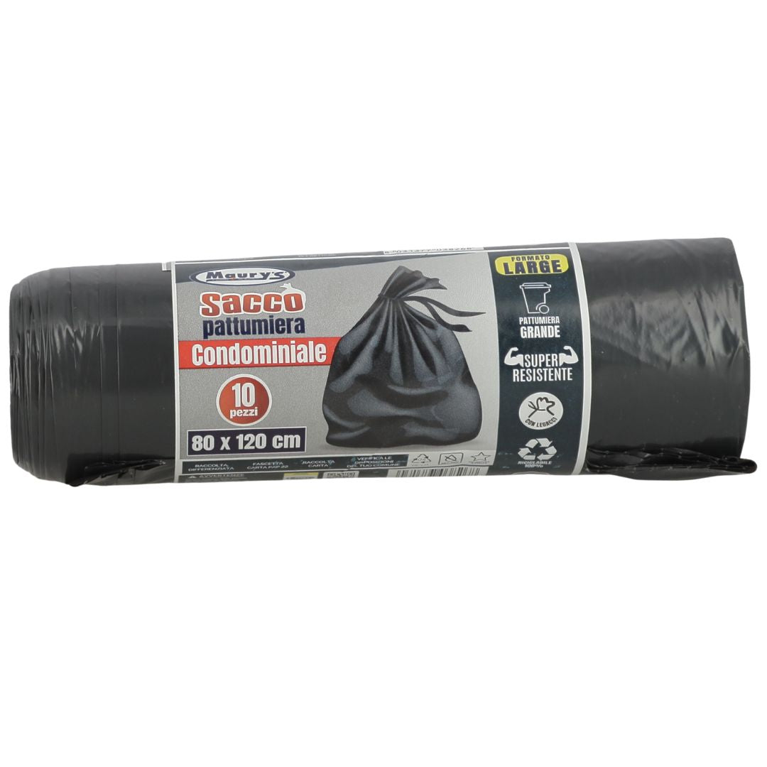 MAURY'S SACCHI PER PATTUMIERA 80X120 CM 5 CONFEZIONI DA 10 PEZZI IN COLORE NERO