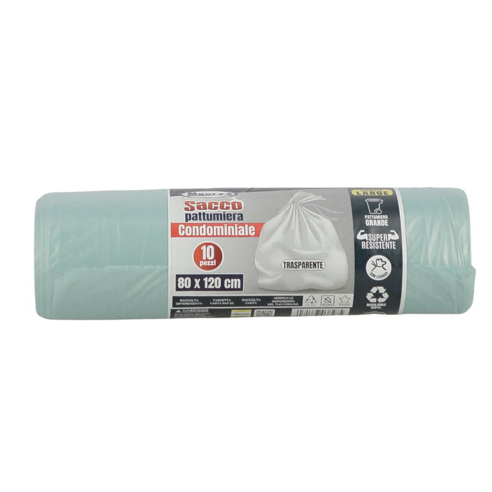 MAURY'S SACCHI PER PATTUMIERA 80X120 CM 5 CONFEZIONI DA 10 PEZZI IN COLORE TRASPARENTE