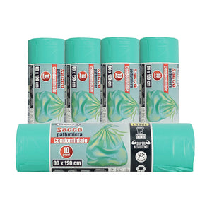MAURY'S SACCHI PER PATTUMIERA 80X120 CM 5 CONFEZIONI DA 10 PEZZI IN COLORE VERDE
