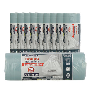 MAURY'S SACCHI PER PATTUMIERA 70X110 CM 10 CONFEZIONI DA 20 PEZZI IN COLORE TRASPARENTE