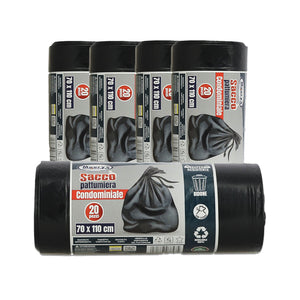 MAURY'S SACCHI PER PATTUMIERA 70X110 CM 5 CONFEZIONI DA 20 PEZZI IN COLORE NERO