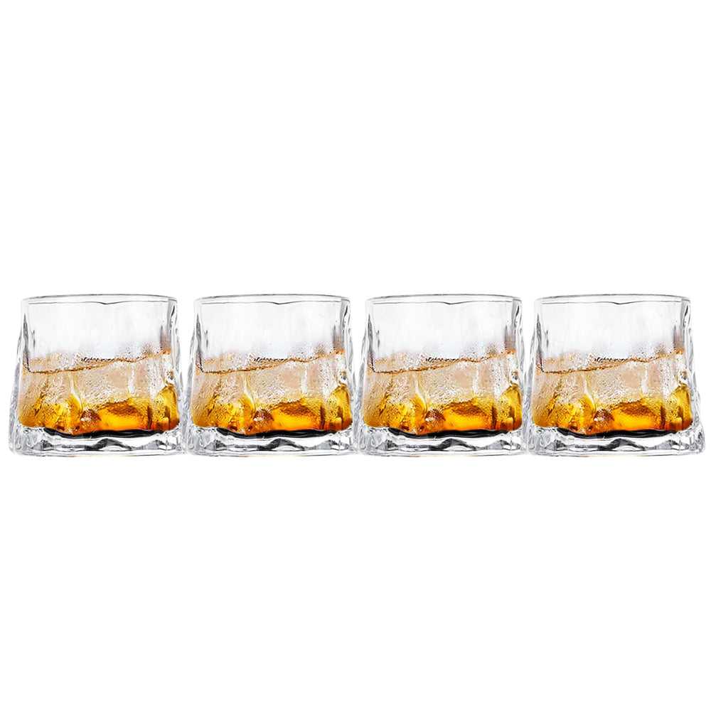 SET BOTTIGLIA CUBO IN VETRO DA 1 LITRO CON 4 BICCHIERI DA LIQUORE ROYAL CAPIENZA 150 ML
