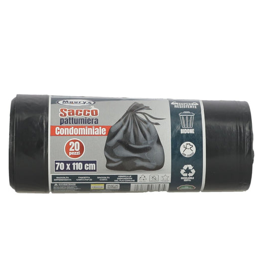 MAURY'S SACCHI PER PATTUMIERA 70X110 CM 5 CONFEZIONI DA 20 PEZZI IN COLORE NERO