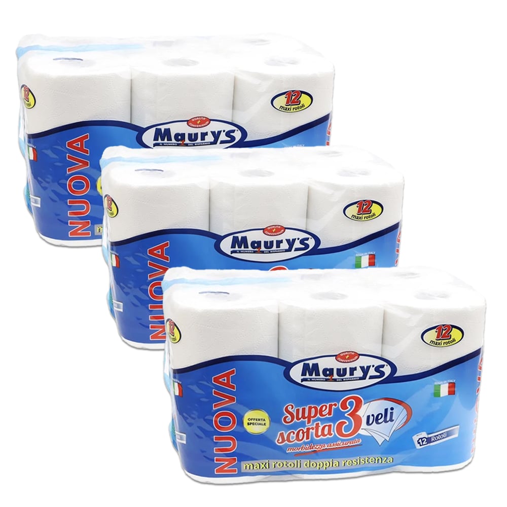 MAURY'S CARTA IGIENICA 36 ROTOLI A 3 VELI GR1600