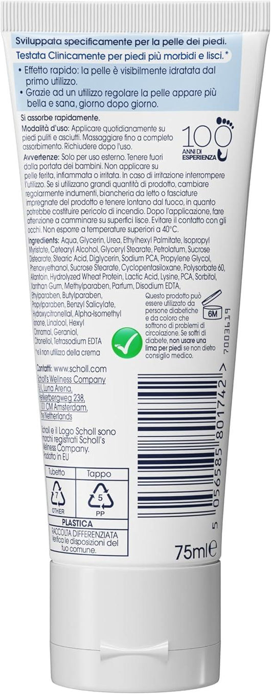 SCHOLL CREMA HYDRATION BOOST CREMA PIEDI ARRICCHITA PER IDRATARE LA PELLE SECCA PIEDI PIÙ MORBIDI E LISCI 75 ML