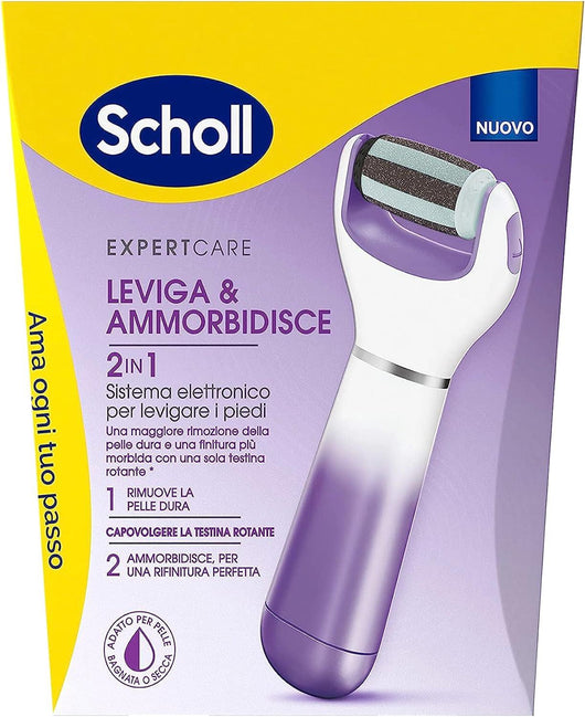 SCHOLL VELVET 2IN1 SISTEMA DI PEDICURE ELETTRONICO PER LEVIGARE I PIEDI TESTINE DOPPIA AZIONE RIMUOVE CALLI E TALLONI SCREPOLATI