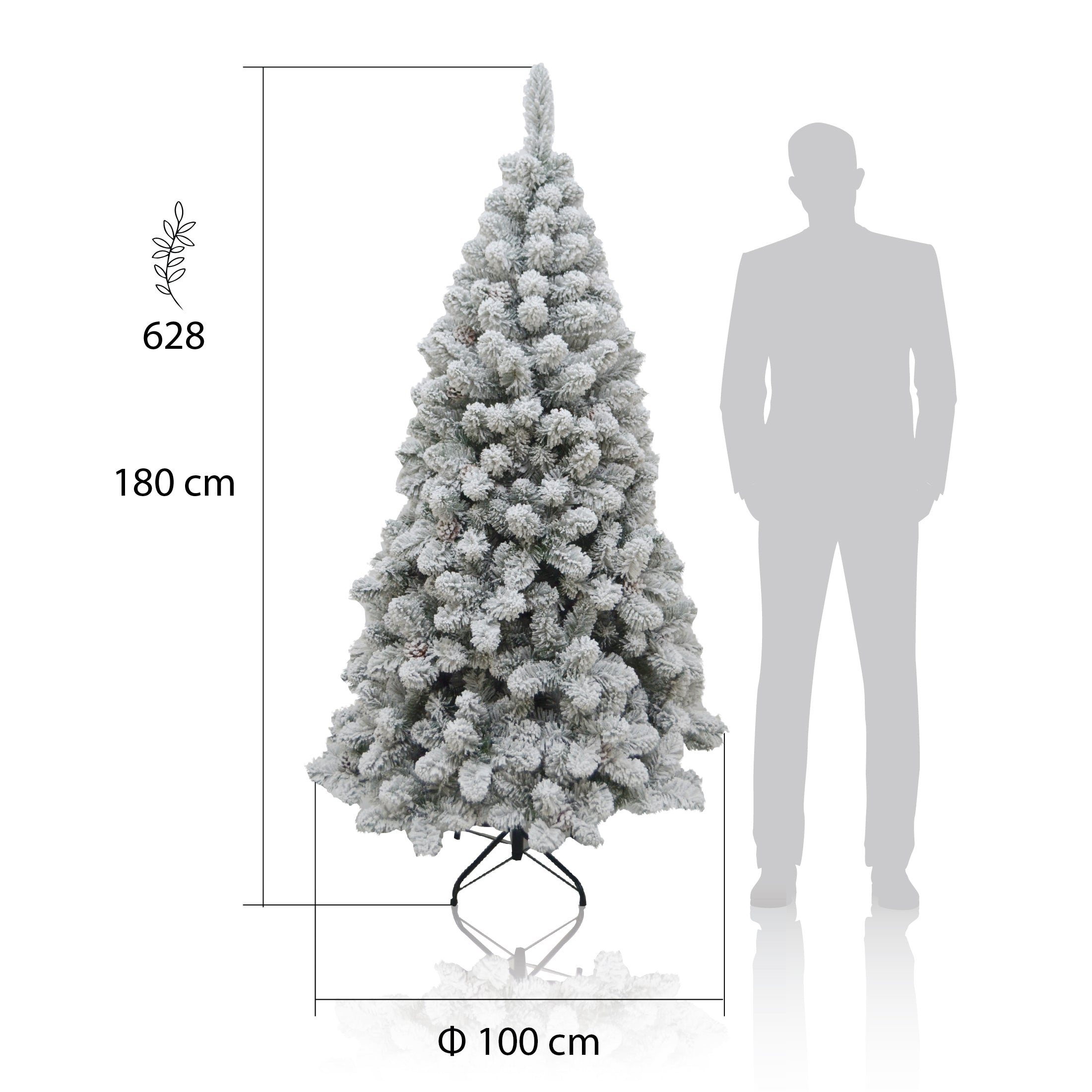 ALBERO DI NATALE ROCCARASO 180 CM CON NEVE INNEVATO ARTIFICIALE