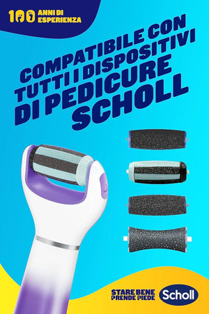 SCHOLL VELVET 2IN1 SISTEMA DI PEDICURE ELETTRONICO PER LEVIGARE I PIEDI TESTINE DOPPIA AZIONE RIMUOVE CALLI E TALLONI SCREPOLATI