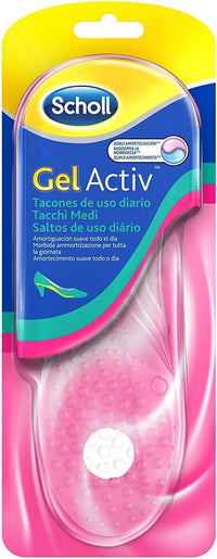 SCHOLL 2 PZ X 1 PAIO SOLETTE GEL ACTIV DONNA PER TACCHI MEDI AZIONE AMMORTIZZANTE E ANTISCIVOLO