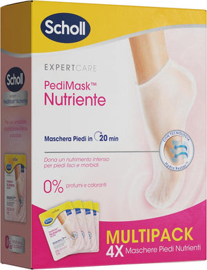 SCHOLL PEDIMASK MASCHERA PIEDI NUTRIENTE CON OLIO DI MACADAMIA 0% PROFUMI E COLORANTI 4 CONFEZIONI DA 1 PAIO DI CALZINI