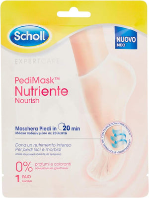 SCHOLL PEDIMASK MASCHERA PIEDI NUTRIENTE CON OLIO DI MACADAMIA 0% PROFUMI E COLORANTI 1 PAIO DI CALZINI 20 MINUTI